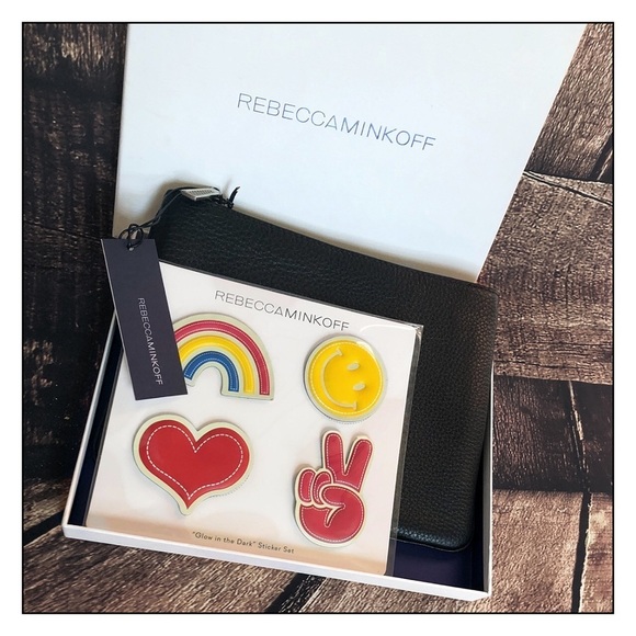 REBECCA Minkoff Black Pouch Bag With Glow Stickers - Picture 1 of 6